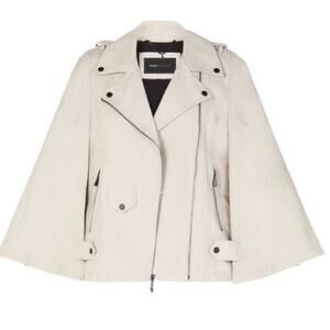 BCBGMaxAzria Dominique Khaki Utility Cape Jacket Large